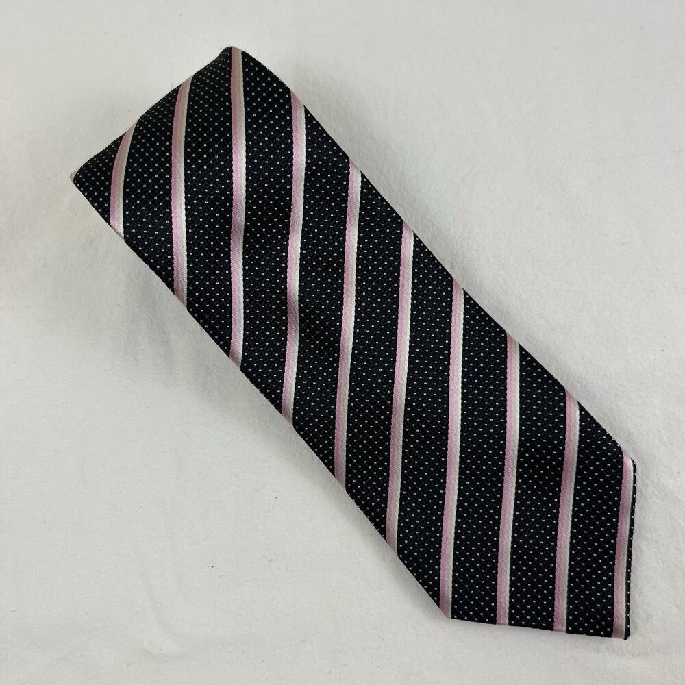 Hugo Boss Black Label By Hugo Boss Silk Tie Stripe Polka Dot Black Pink